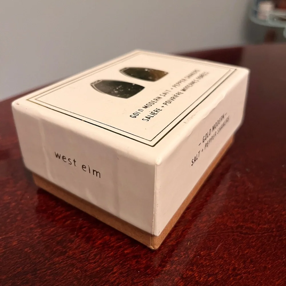 New! West Elm Modern gold salt and pepper shaker NIB